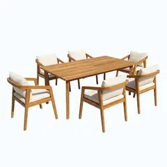 Just Home Collection - Conjunto de Jantar Mesa e 6 Cadeiras Madeira Albany
