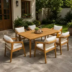 Just Home Collection - Conjunto de Jantar Mesa e 6 Cadeiras Madeira Albany