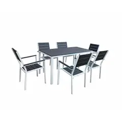 Just Home Collection - Conjunto de Jantar Metal Mesa e 6 Cadeiras Frankfurt
