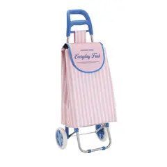 Just Home Collection - Carrinho de Compras Listras Rosa