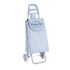 Just Home Collection - Carrinho de Compras Listras Azul-claro