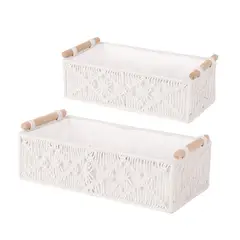 Just Home Collection - Conjunto de Caixas de Macramê 2 Unidades