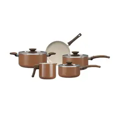 Brinox - Conjunto Panelas 5 Peças Ceramic Life Revestimento Ceramico Primea Capuccino