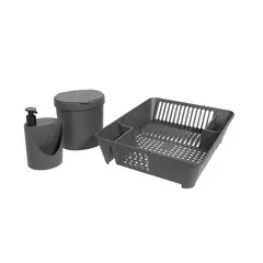 Brinox - Kit Organize Sua Pia 3 Peças Coza Basic Cinza