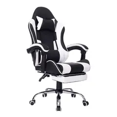 Just Home Collection - Cadeira Gamer com Massagem Matrix Branco e Preto