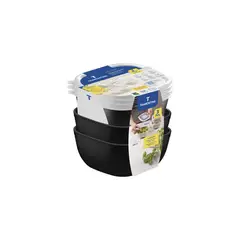 Tramontina - Jogo de Potes Mixcolor em Polipropileno Preto com Tampa Transparente 600 Ml 3 Peças