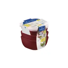 Tramontina - Jogo de Potes Mixcolor em Polipropileno Preto com Tampa Transparente 600 Ml 3 Peças