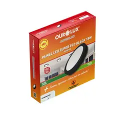 Ourolux - Painel Led Super Eco Preto 18w 6500k Redondo Sobrepor