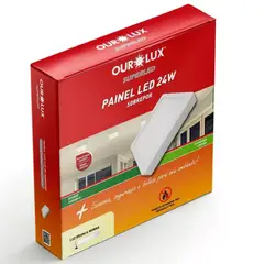 Ourolux - Painel Led Super Eco Branco 24w 2700k Quadrado Sobrepor