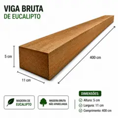 Fonte Nova Madeiras - Viga Bruta Eucalipto 5x11x400cm