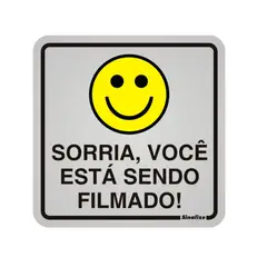 Sinalize C - Placa Alumínio Sorria Você Está Sendo Filmado, Alumínio, 12x12
