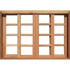 LG Sidney - Janela de Correr 4 folhas Quadriculado Padrão Imbuia 100x120x10cm
