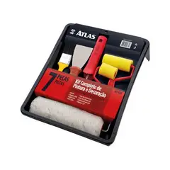 Atlas - Conjunto de Pintura Completo Esmalte, Acrílica e Látex 7 Peças REF-1016 Vermelho