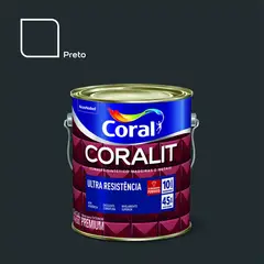 Coral - Esmalte Sintético Preto 3,6L Coralit Premium para Madeiras e Metais