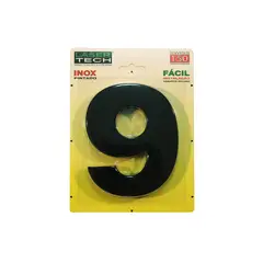 LaserTech - Algarismo Adesivo de Inox N9 15cm Preto