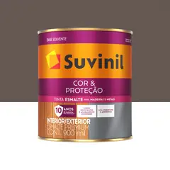 Suvinil - Esmalte Sintético Acetinado Marrom Barroco 900ml Cor e Proteção Premium Madeiras e Metais