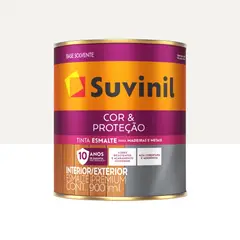Suvinil - Esmalte Sintético Brilhante Branco 900ml Cor e Proteção Premium para Madeiras e Metais