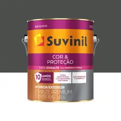 Suvinil - Esmalte Sintético Fosco Preto 3,6L Cor e Proteção Premium para Madeiras e Metais