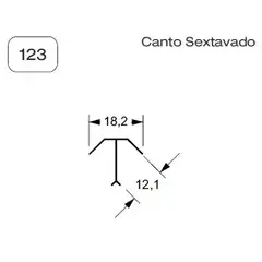 Decal - Cantoneira Sextavada 3m Piso 123, Fosco