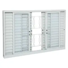 Sasazaki - Janela Veneziana Aço Branco 6 Folhas Elo Central 120x150x12cm Pratika