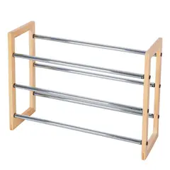 Just Home Collection - Sapateira Extensível Madeira 63x45x21cm Natural Cromada -