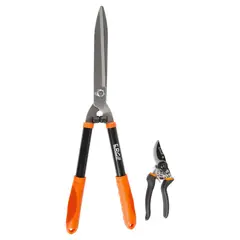 Ergo - Kit Tesoura Poda Grama 2 Peças, Preto/Laranja