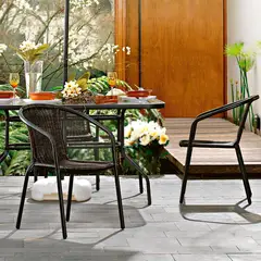 Just Home Collection - Cadeira Ratan Preto e Marrom