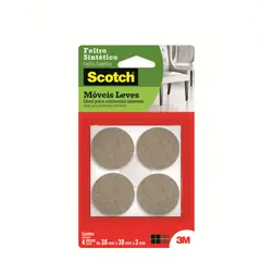 3m - Feltro Sintético Adesivo para Móveis Redondo Marrom Grande 4 unidades
