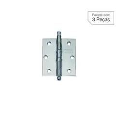 La Fonte - Dobradiça Cromo Acetinado de Aço para Porta 3x2,5 " Modelo 1500 3 peças