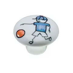 Italyline - Puxador Il1754 Menino Futebol, Cerâmica, 3,7cm