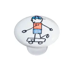 Italyline - Puxador Il1746 Menino Skate, Cerâmica, 3,7cm