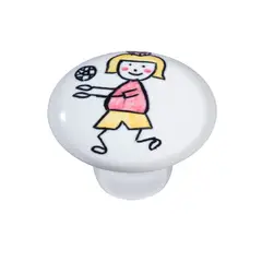 Italyline - Puxador Il1747 Menina Volei, Cerâmica, 3,7cm