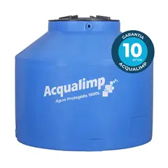 Acqualimp - Caixa De Água 1.500L Polietileno Água Protegida Tampa Rosca Azul