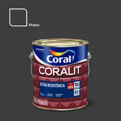Coral - Esmalte Sintético Fosco Preto 3,6L Coralit Premium para Madeiras e Metais