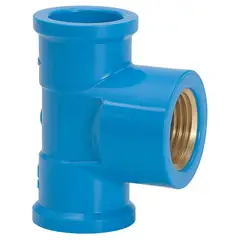 Amanco - Te Soldavel / Roscável Água Fria Azul Bucha Latão 25mmx1/2"