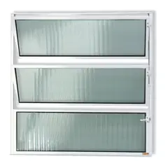 Brimak - Janela Basculante Vidro Canelado Alumínio Branco 60x60x2,3cm Master