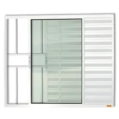 Brimak - Janela Veneziana Alumínio Branco 3 Folhas Com Grade Esquerda 100x120x8cm Confort