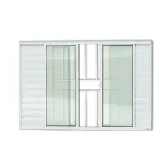 Brimak - Janela Veneziana Alumínio Branco 6 Folhas Com Grade Central 100x150x8cm Confort