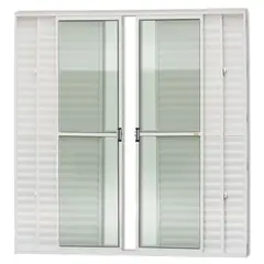 Brimak - Porta Balcão Veneziana de Correr Sem Fechadura Alumínio Branco 6 Folhas Central 210x200x11,5cm Super 25