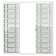 Brimak - Porta de Correr com Travessa Alumínio Branco 4 Folhas Central 210x200x7,8cm Super 25