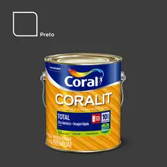Coral - Esmalte Sintético Brilhante Preto 3,6L Coralit Premium para Madeiras e Metais