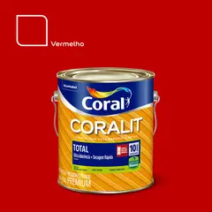 Coral - Esmalte Sintético Brilhante Vermelho 3,6L Coralit Premium para Madeiras e Metais