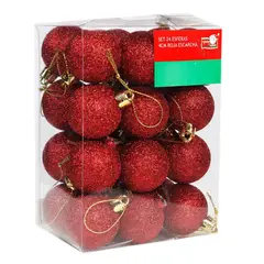 Dear Santa - Bolas Natalinas Vermelho Gelo com 24 Peças de 4 Cm
