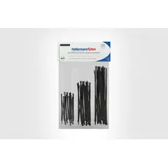 Hellermann - Kit Abraçadeiras Nylon T18R 2,5X100mm T30R 3,6X150mm T50R 4,6X200mm Preta Embalagem com 125 Unidades