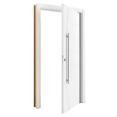 Vert - Kit Porta Pivotante Frisada Madeira Solida Branco UV Acabado Reversível 215x108x14cm Elegance