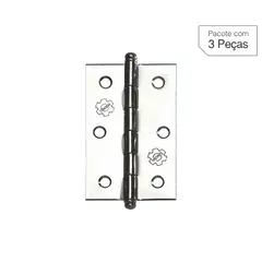 Lafonte - Dobradiça Cromado de Aço para Porta 3,5x3 " Modelo 880 3 peças