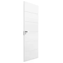 Vert - Folha de Porta Frisada Madeira Solida MDP Branco UV Acabado 210x70x3,5cm Bella