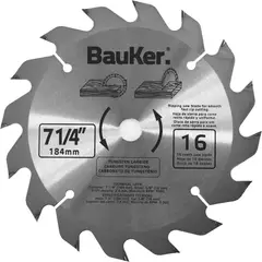 Bauker - Lâmina de Serra Circular 7,1/4' com 16 Dentes Madeira