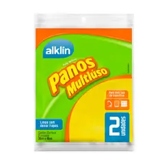 Alklin - Pano de Microfibra Multiuso 2 Unidades 40x36cm Amarelo