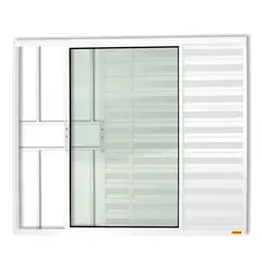 Brimak - Janela Veneziana Alumínio Branco 3 Folhas Com Grade Esquerda 100x150x8cm Confort